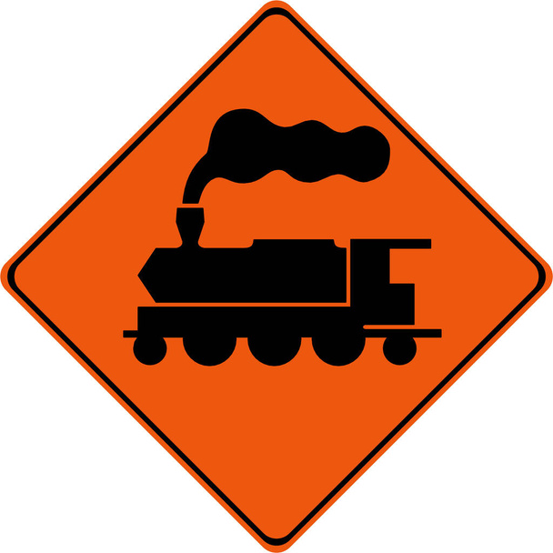 Предупреждающий знак с символом поезда - Фото, изображение