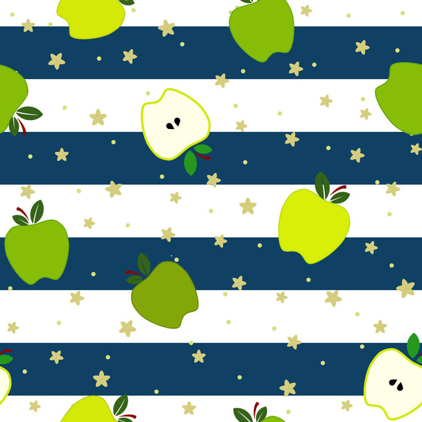 Vihreät omenat sarjakuva saumaton kuvio, vektori kuvitus - Vektori, kuva