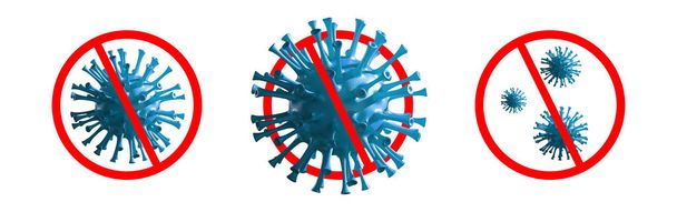 Остановите коронавирус и концепцию карантина. 3D медицинская иллюстрация - Фото, изображение