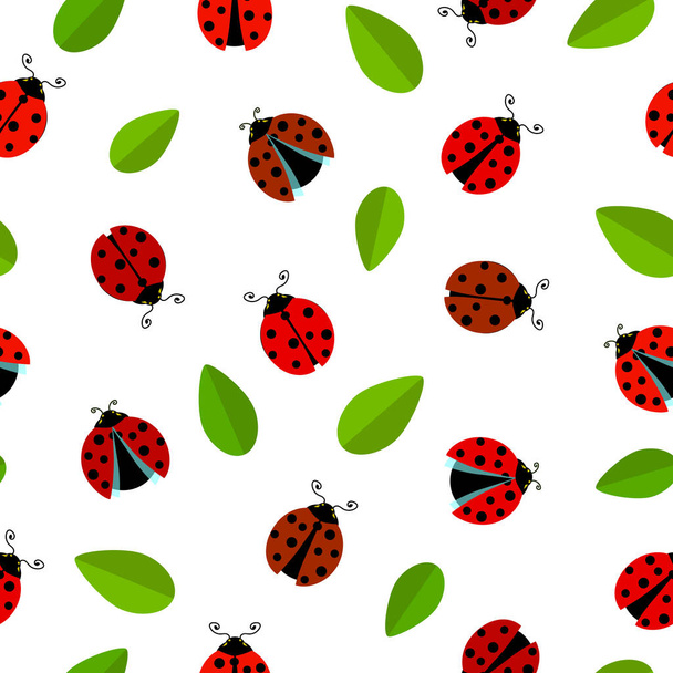 LadyBugs dessin animé motif sans couture, illustration vectorielle - Vecteur, image