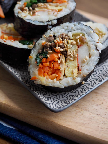 Korean traditional food kimbap, cooking - Photo, Image