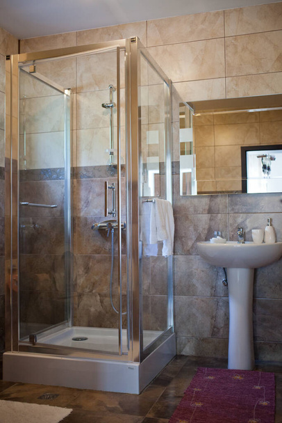 bathroom interior with shover - Фото, зображення