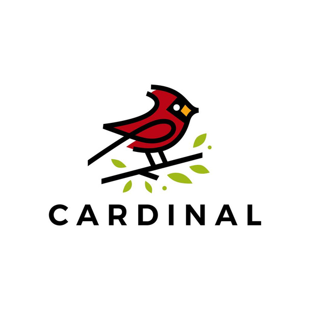 Kardinal Vogel Blatt Linie Farbe füllen Logo Vektor Symbol Illustration - Vektor, Bild