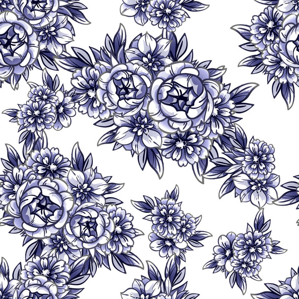 Abstract seamless vector pattern background with flowers - Vector, imagen