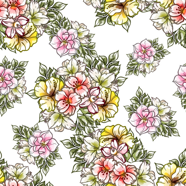 Abstract seamless vector pattern background with flowers - Vettoriali, immagini