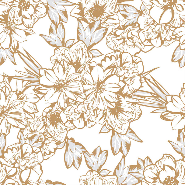 Abstract seamless vector pattern background with flowers - Vetor, Imagem