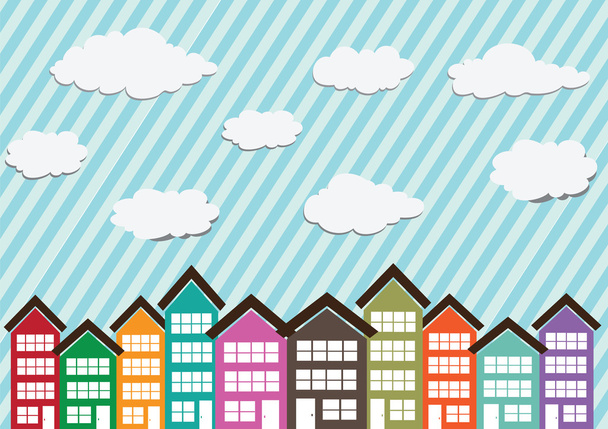 Little Town Townhouses  and home design - Vector, Image