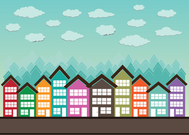Little Town Townhouses  and home design - Vector, imagen