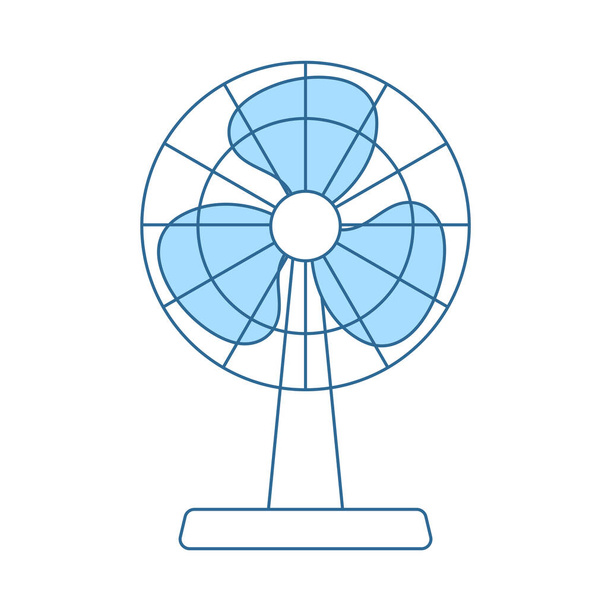 Икона электрического вентилятора. Тонкая линия с голубой начинкой. Векторная миграция. - Вектор,изображение