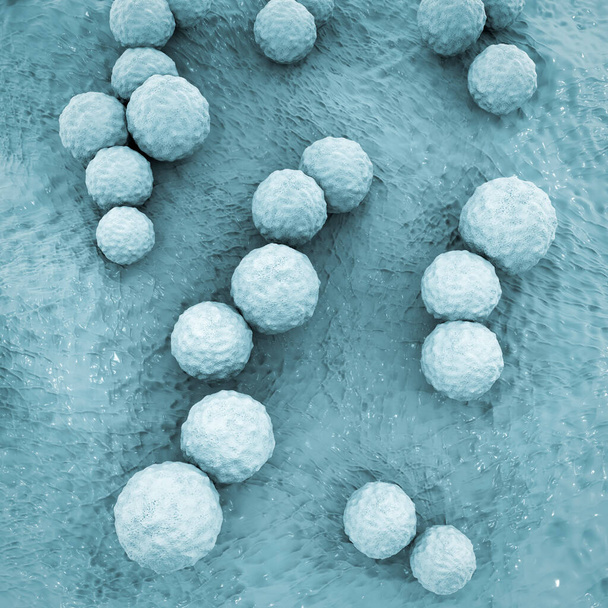 Стрептокок мутанти бактерії, грампозитивні коки, які викликають карієс зубів, 3D ілюстрація
 - Фото, зображення
