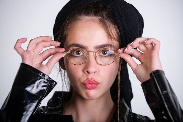 Fashion woman portrait. Elegant and beauty look. Sexy female in glasses. stylish and trendy girl. Ambitious and beautiful. - Photo, image