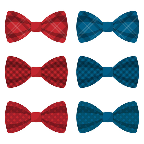 Set of colored bow ties vector illustration - Vektör, Görsel
