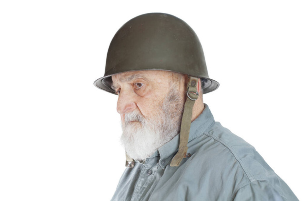 profile of senior soldier veteran isolated on white background - Valokuva, kuva