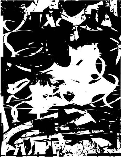 Тревожный фон в черно-белой текстуре с точками, пятнами, царапинами и линиями. Абстрактная векторная иллюстрация. - Вектор,изображение