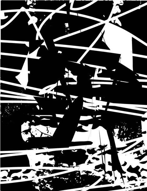Fond tourmenté en texture noire et blanche avec points, taches, rayures et lignes. Illustration vectorielle abstrait. - Vecteur, image