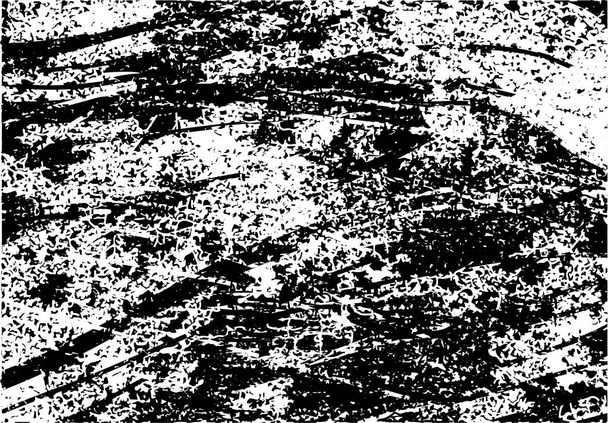 Gestresste achtergrond in zwart-wit textuur met stippen, vlekken, krassen en lijnen. Abstracte vectorillustratie. - Vector, afbeelding