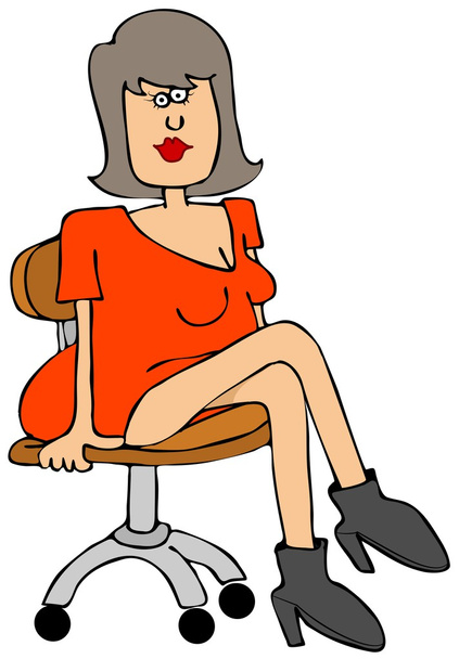 Красива дівчина сидить на стільці
 - Фото, зображення