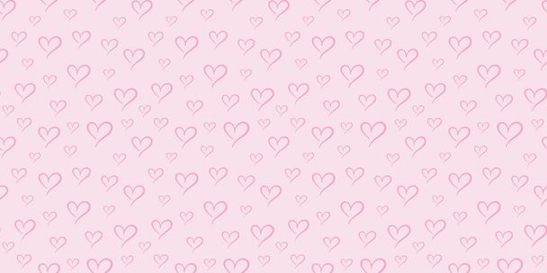 Любовный узор, фон на День Святого Валентина. Все розовые сердца без печати повторяют векторный фон. - Вектор,изображение