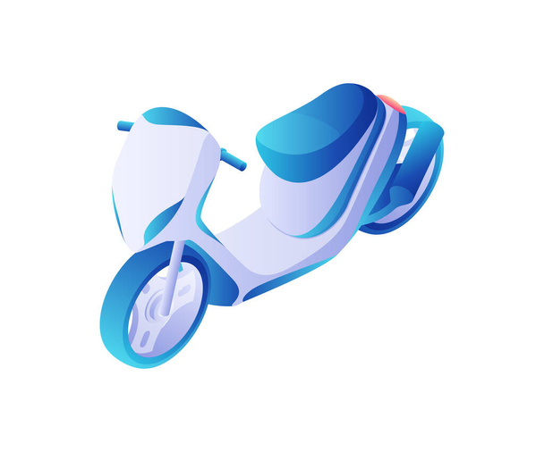 Speed scooter isometric vector. Modern urban white transport with blue wheels. - Vector, Image