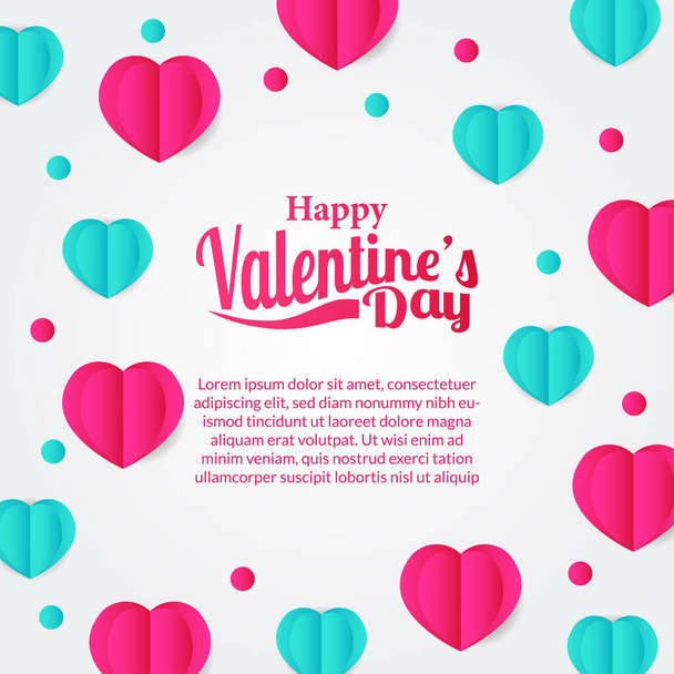 pink and tosca paper craft heart shape frame valentine's day for poster banner template - Vector, Image