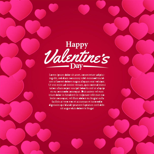 decoração de moldura de forma de coração rosa para amor, romance, casamento, casamento e namorados com fundo vermelho - Vetor, Imagem