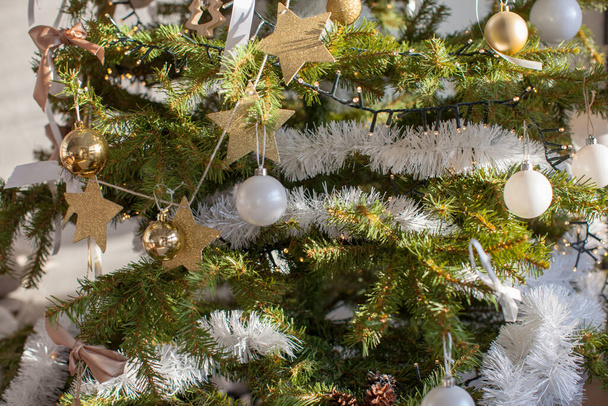 Christmas tree, macro with lighting, new year decoration. - Zdjęcie, obraz