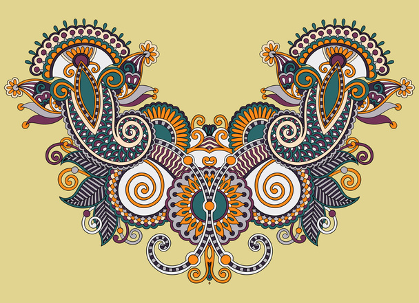 Neckline ornate floral paisley embroidery - Vector, Imagen