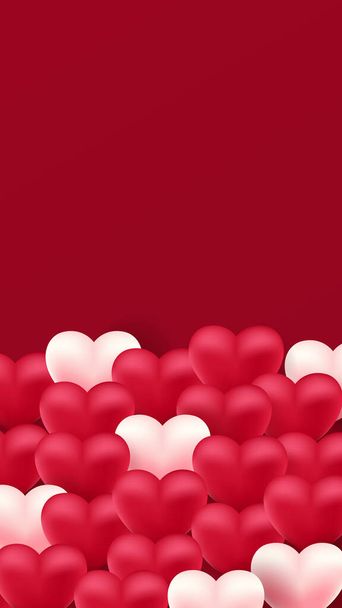 Design de fundo Dia dos Namorados com espaço de texto usando a cor vermelha e branca da forma do coração . - Vetor, Imagem