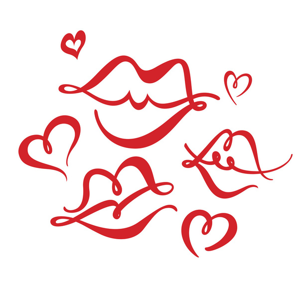 Hearts and Kisses - Vector, Image