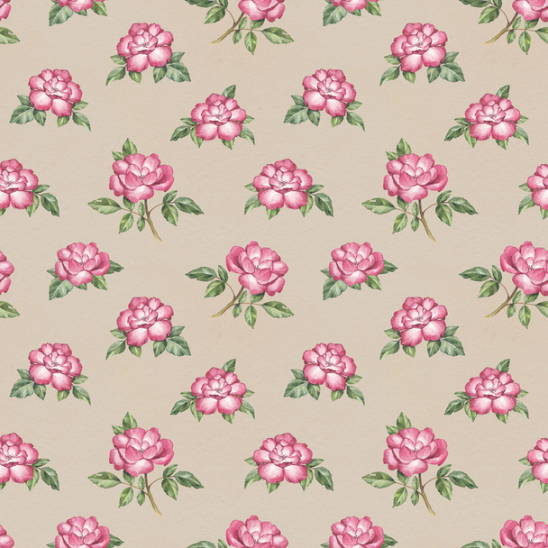 Watercolor pattern with roses - Φωτογραφία, εικόνα
