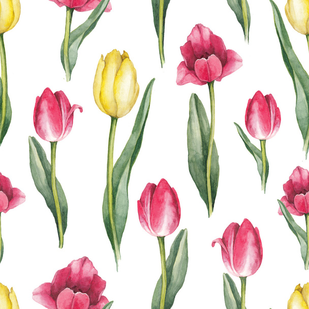 Watercolor flowers seamless pattern - Фото, изображение