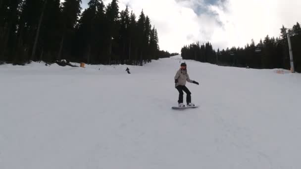 Acemi Snowboardcu Kız Alıştırma videosu - Video, Çekim