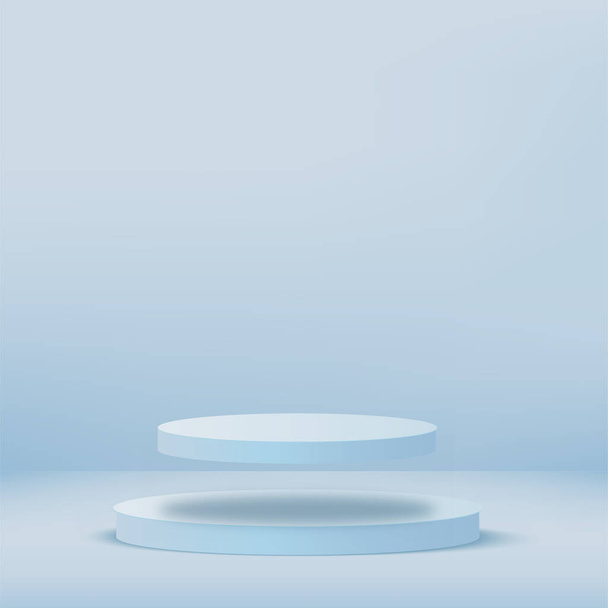 Abstracte achtergrond met blauwe geometrische 3d podia. Vectorillustratie - Vector, afbeelding
