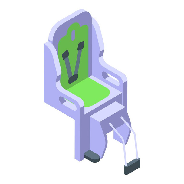 Character child seat bike icon, isometric style - Вектор, зображення
