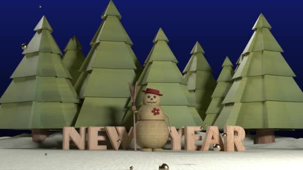 新年の単語雪だるまは、ルーマメイトと一緒にボールのループを落下 - 映像、動画