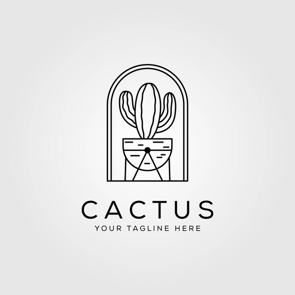 ligne art minimaliste nature cactus plante logo symbole vectoriel illustration conception - Vecteur, image
