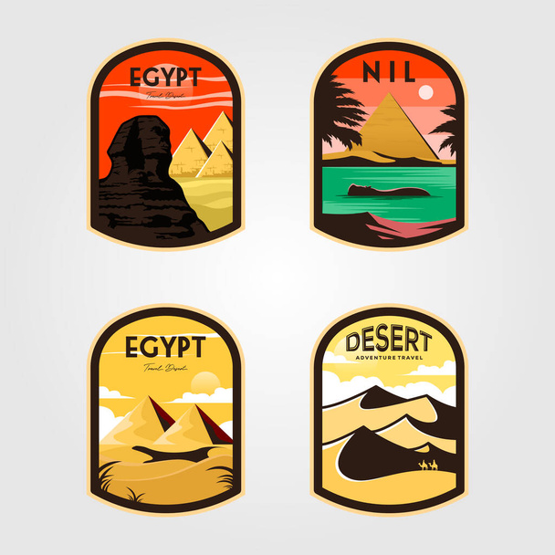 joukko egypt logo patch vintage vektori kuvitus suunnittelu - Vektori, kuva