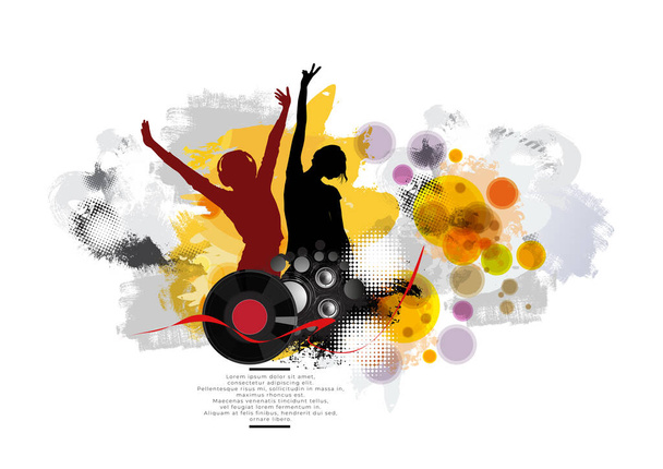 Concepto de vida nocturna y festival de música. Ilustración vectorial lista para banner o póster - Vector, imagen