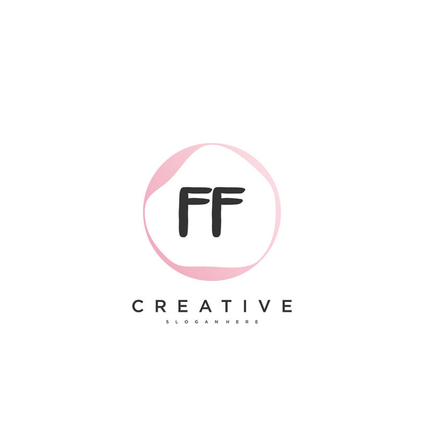 Logo inicial del vector de belleza FF, diseño de arte de logotipo de escritura a mano de firma inicial, boda, moda, joyería, boutique, floral y botánica con plantilla creativa para cualquier empresa o negocio. - Vector, imagen