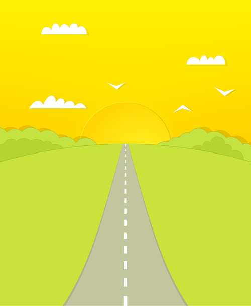 The road forward. sunset - Vector, Image