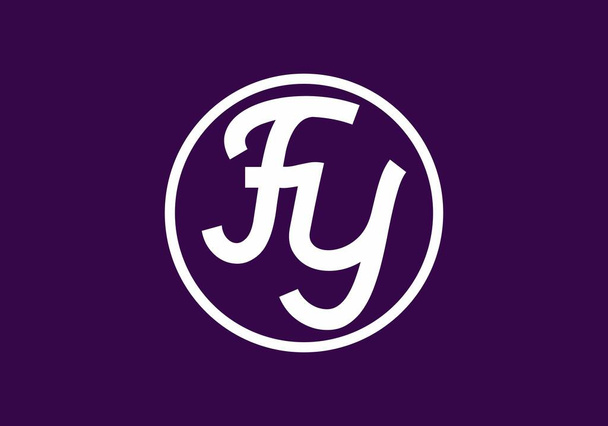 Purple FY initial letter in circle logo design - Vector, Image