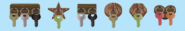 set of key holder cartoon icon design template with various models. modern vector illustration isolated on blue background - Vector, Image