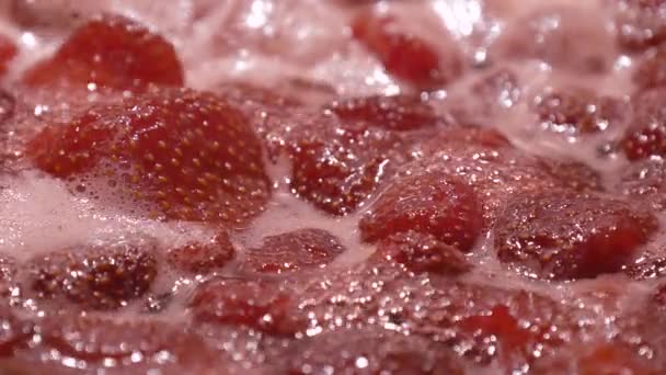 Cooking strawberry jam close up. - Footage, Video