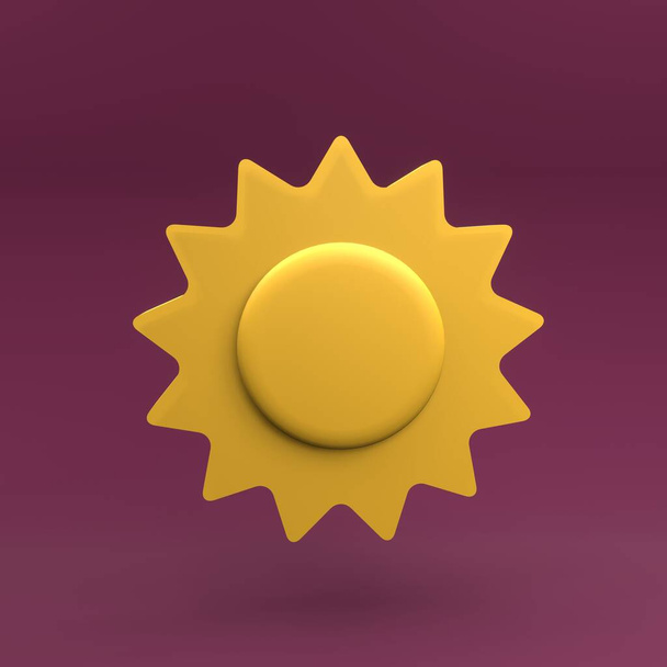 3d rendering of sun icon. 3d sun icon. Isolated 3d sun illustration - 写真・画像