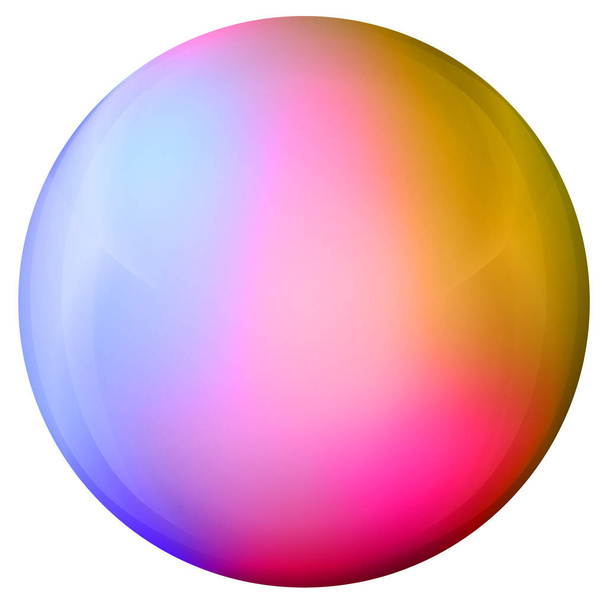 Glass colorful ball or precious pearl. Glossy realistic ball, 3D abstract vector illustration highlighted on a white background. Big metal bubble with shadow. - Vecteur, image