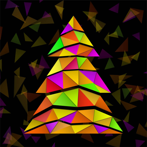 Abstrakti joulukuusi värikkäillä kolmioilla. Vektori - Vektori, kuva
