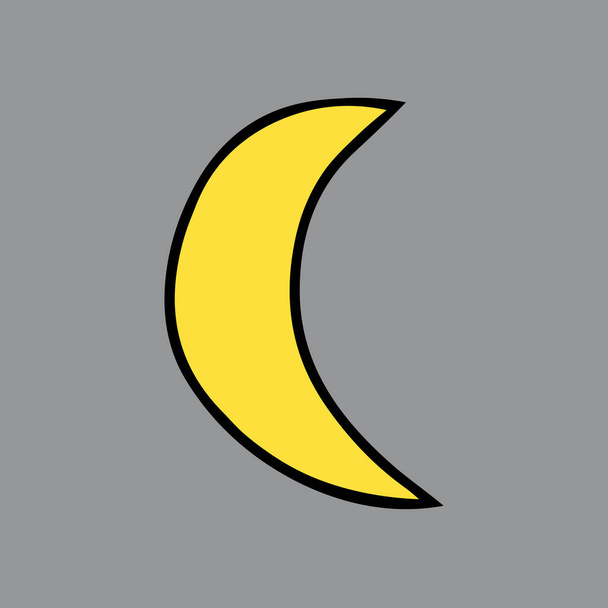 Vector yellow outline illustration of the moon isolated on a gray background - Vector, Image
