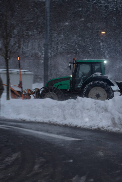 snow removal in the country, clearing streets and roads in winter - Photo, Image