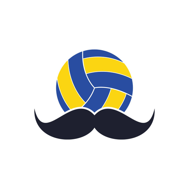 Forte disegno del logo vettoriale di pallavolo. Design icona vettoriale baffi e pallavolo. - Vettoriali, immagini