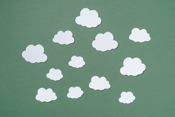 White clouds on green background - Фото, зображення